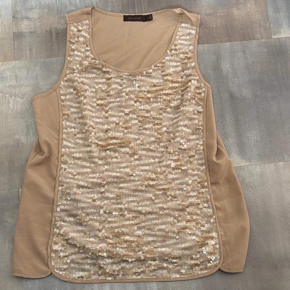 The Limited Beige Sequin Tank Top size medium